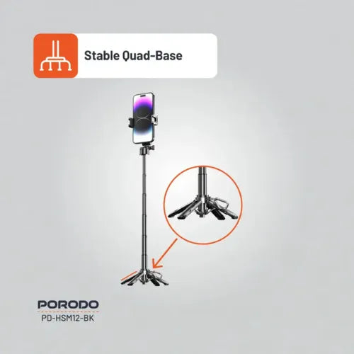 Tripod With Selfie stick, Dual Lighting Selfie & Remote Shutter - Porodo