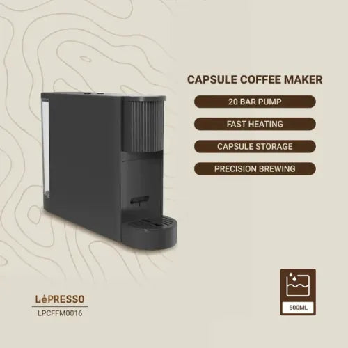 LePresso 20 Bar Coffee Machine - 600ml Water Capacity, 30s Heating, Nespresso Compatible