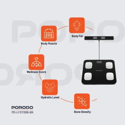 Smart Scale Porodo Lifestyle Precise Analysis- Black