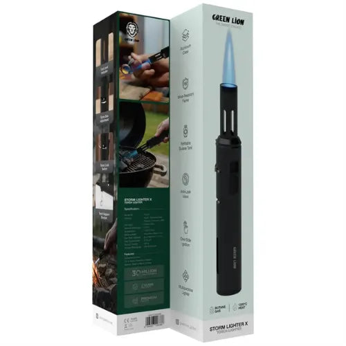 Green Lion Storm Lighter X with Torch Lighter - Black